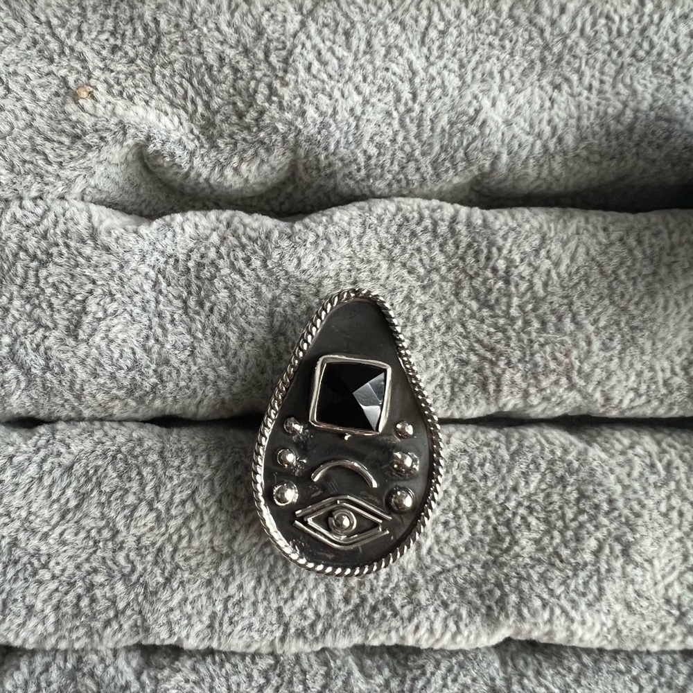 Evil eye Sterling silver ring Genuine gemstone .925 - Picture 4 of 7